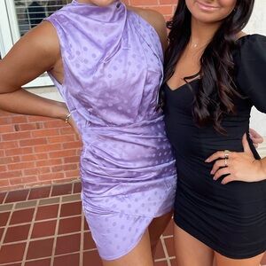 Elegant Purple Polka Dot Dress